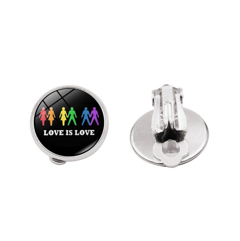 Rainbow LGBT Love Is Love Clip Earrings 